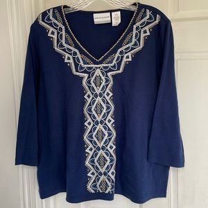 Alfred Dunner, PXL, embellished navy top